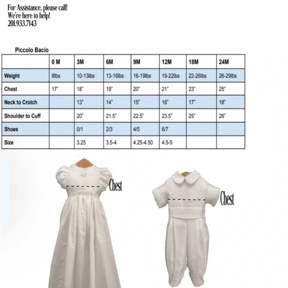 Piccolo Bacio 6M Silk Baptism Outfit – Made in USA | includes hanger. (Boys)